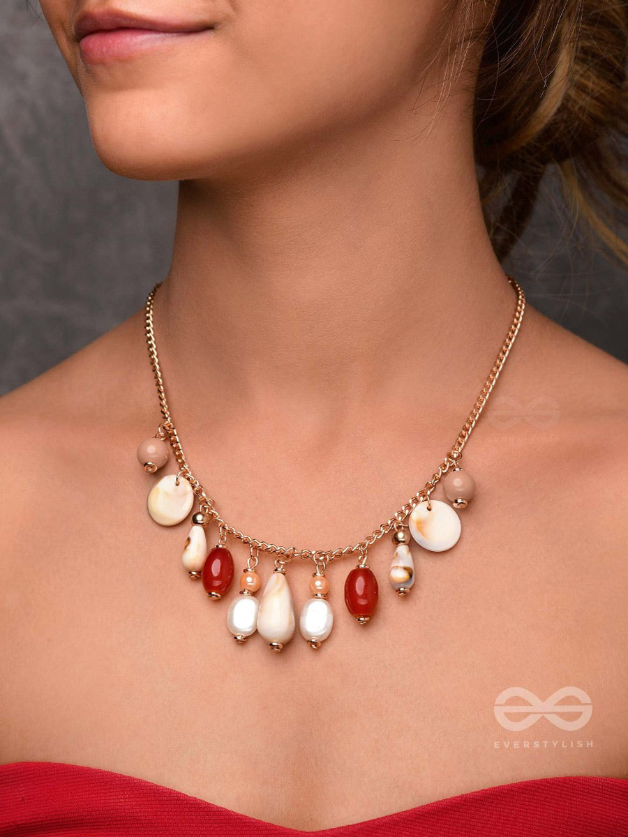 The Scarlet Waves - Statement Golden Sandstone Neckpiece With Anti-Tarnish Coating