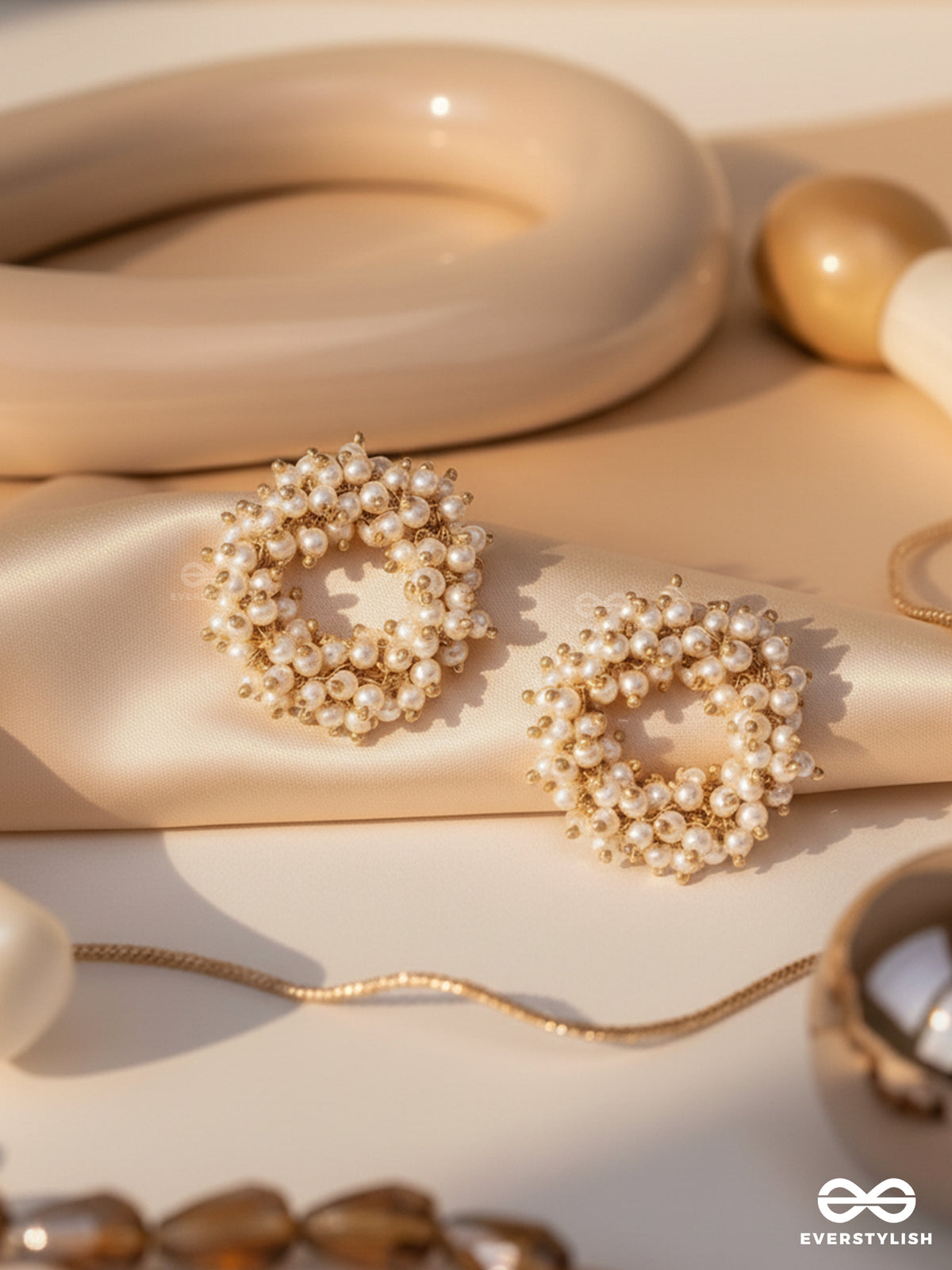 The Moonlit Blooms - Golden Pearl Studs