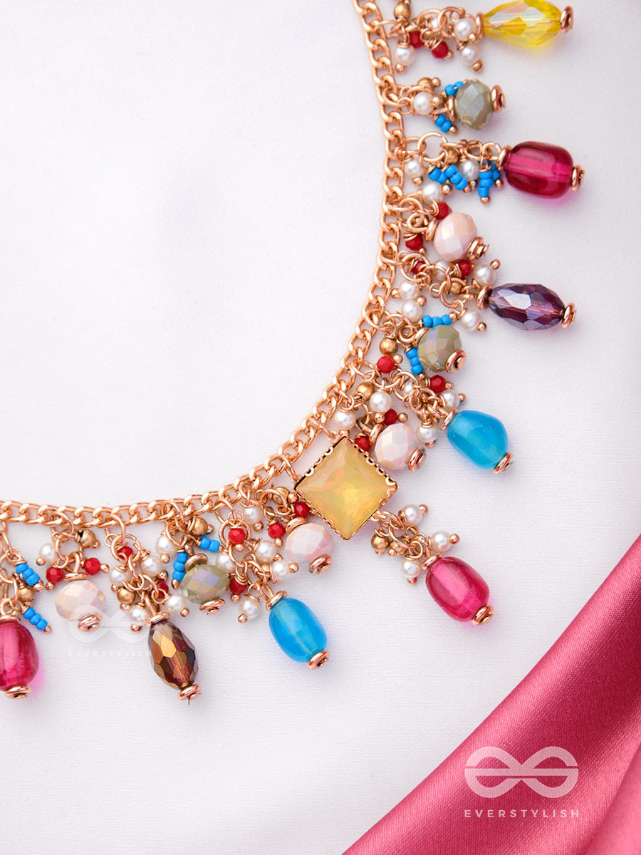 Mushita - The Ravishing Charisma - Golden Embellished Multicolor Neckpiece With Anti-Tarnish Coating