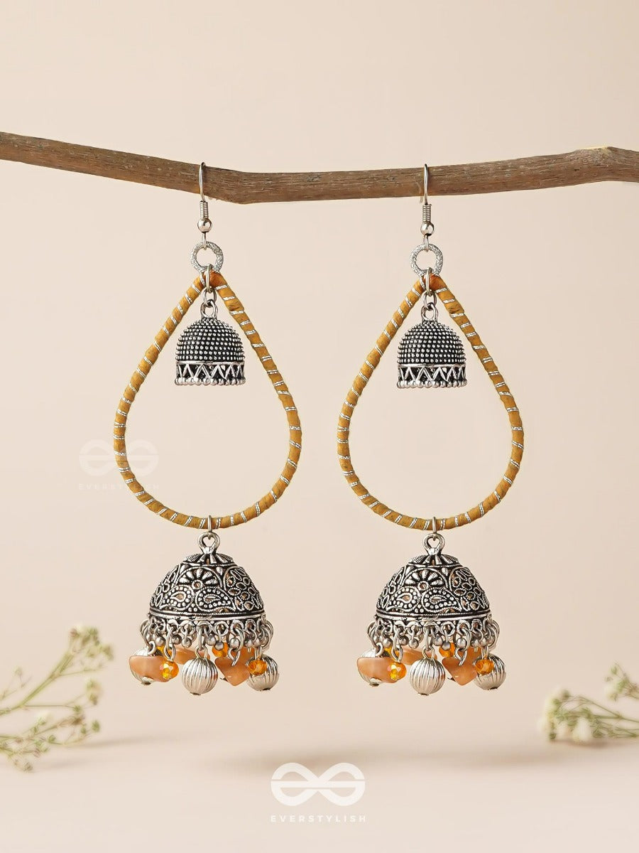 The Sunlit Drops - Oxidised Embellished Earrings