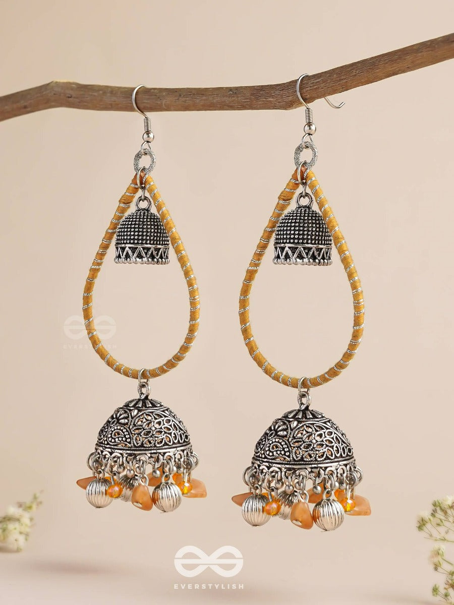 The Sunlit Drops - Oxidised Embellished Earrings
