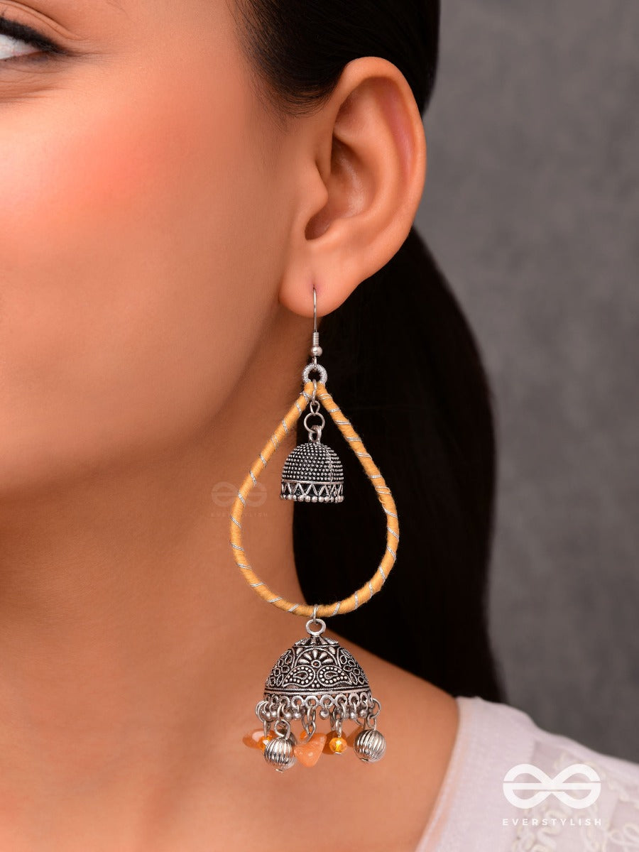 The Sunlit Drops - Oxidised Embellished Earrings
