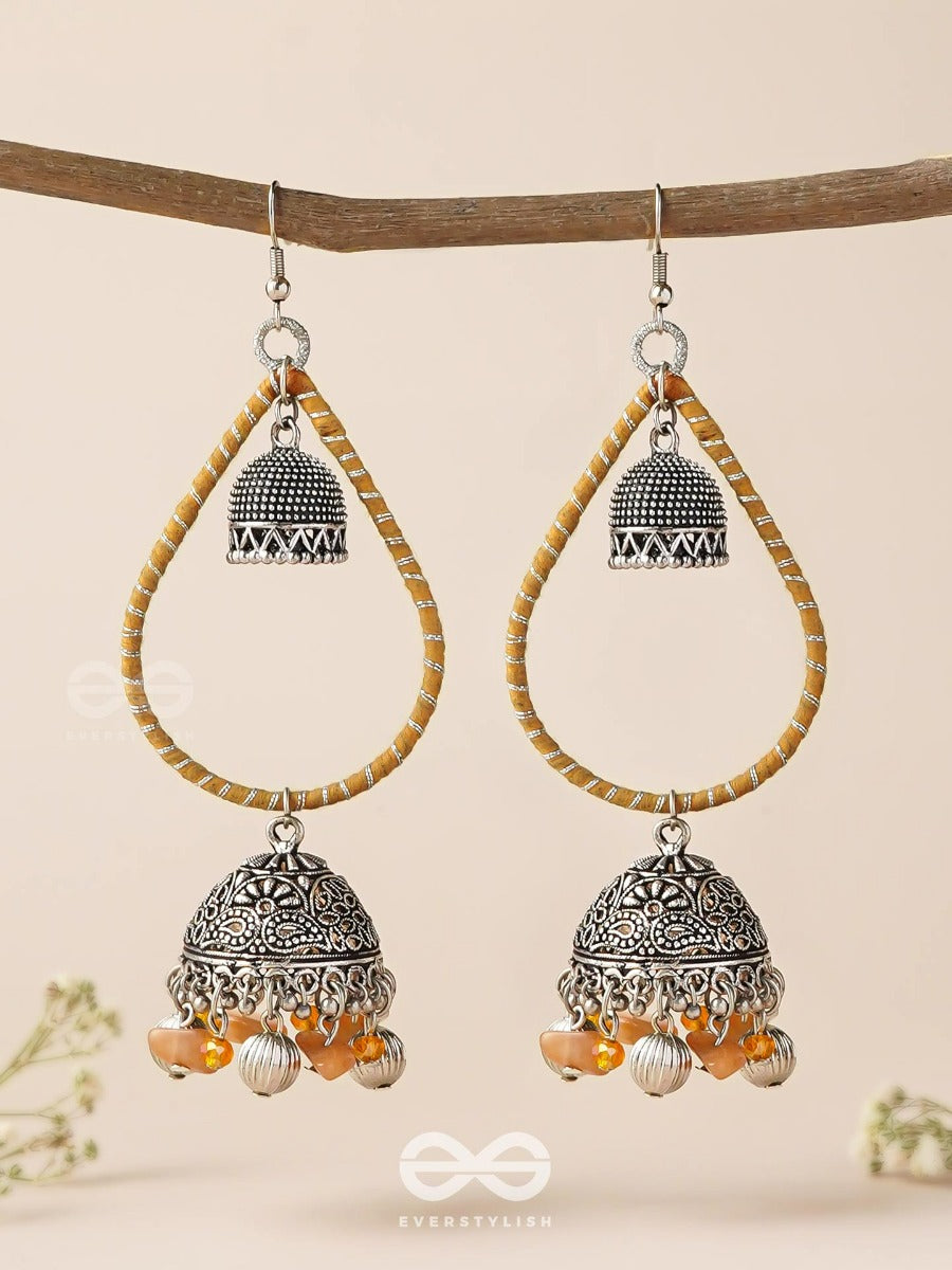 The Sunlit Drops - Oxidised Embellished Earrings