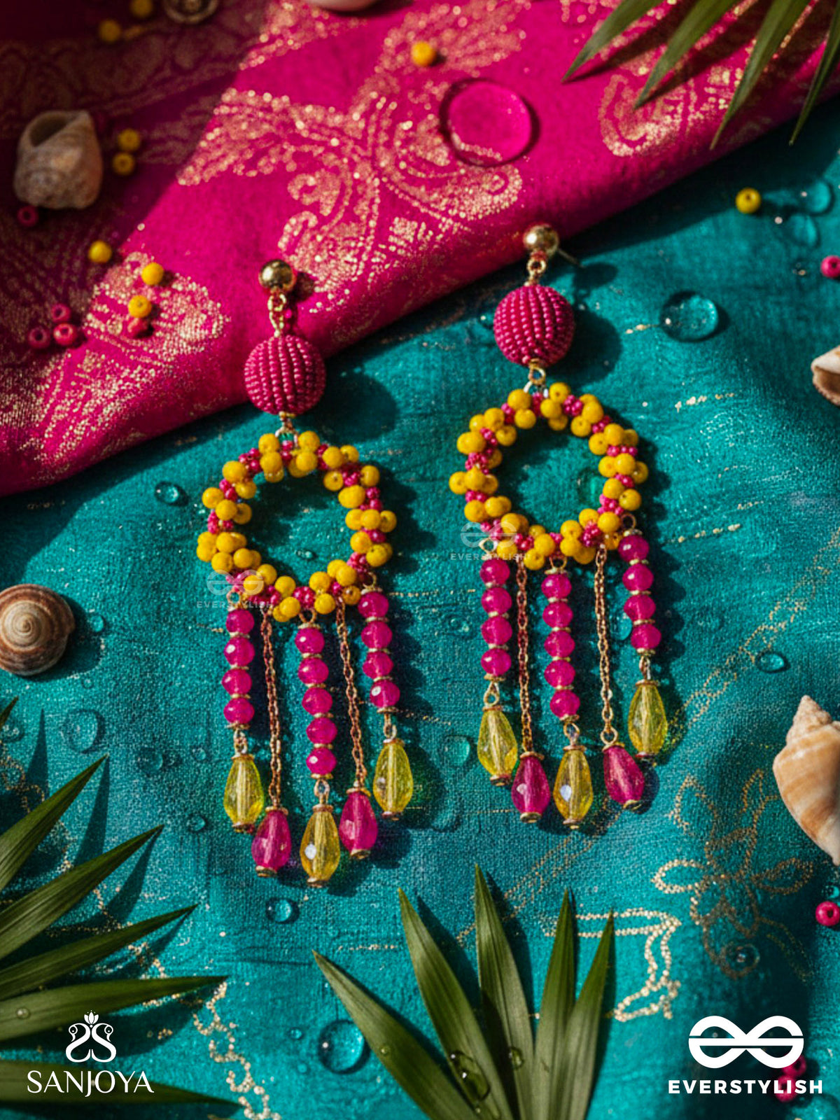 Wildfire Spirit - Bold And Statement Dangler Earrings (Pink & Yellow)