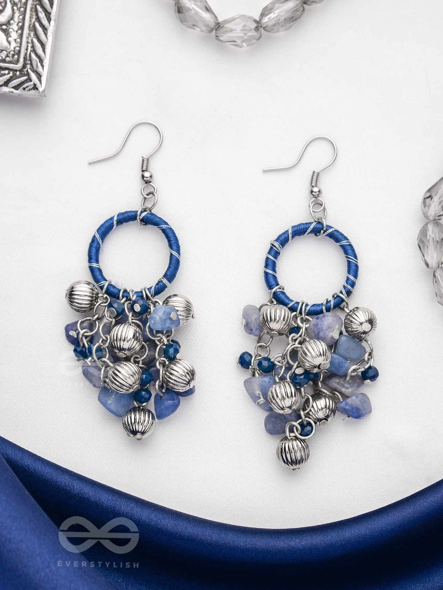 The Saphire Garden - Wrapped With Silk Thread Drop Earrings