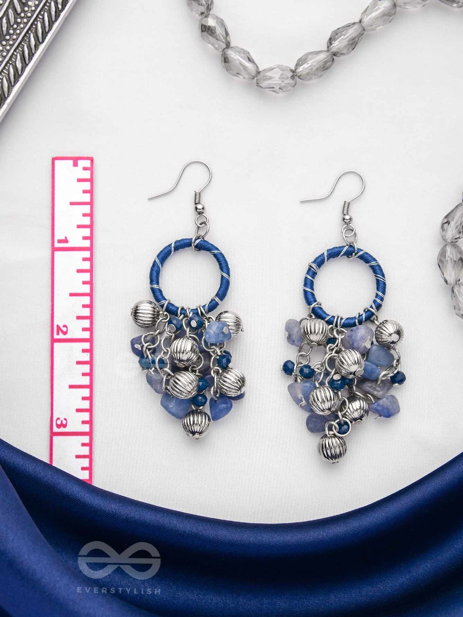 The Saphire Garden - Wrapped With Silk Thread Drop Earrings