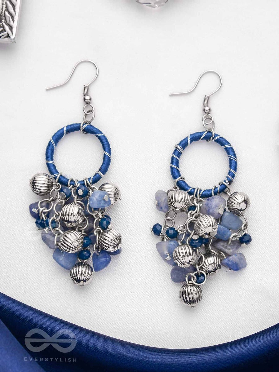 The Saphire Garden - Wrapped With Silk Thread Drop Earrings
