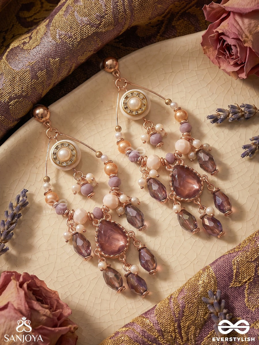 Pratihata - The Sangria - Statement Golden Embellished Crystal Chandelier Earrings