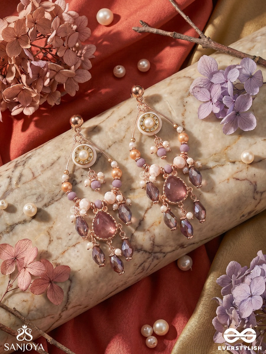 Pratihata - The Sangria - Statement Golden Embellished Crystal Chandelier Earrings
