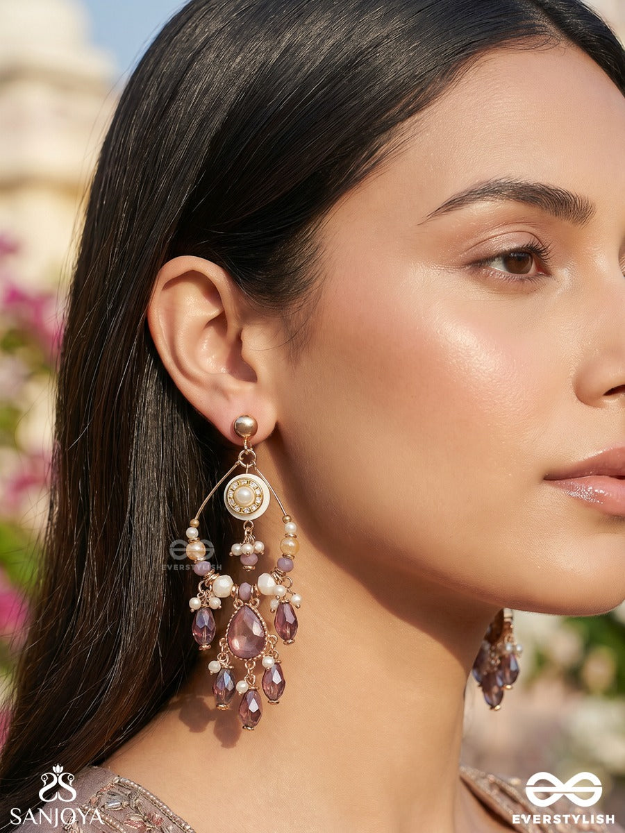 Pratihata - The Sangria - Statement Golden Embellished Crystal Chandelier Earrings