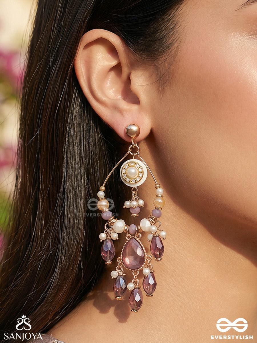 Pratihata - The Sangria - Statement Golden Embellished Crystal Chandelier Earrings