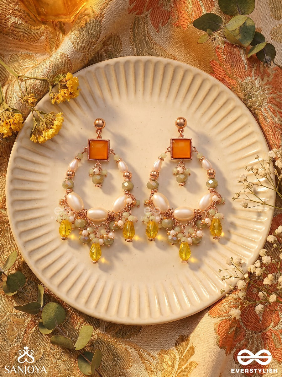 Vibhaati - The Minty Sparklers - Statement Gold And Green Embellished Crystal Chandelier Earrings