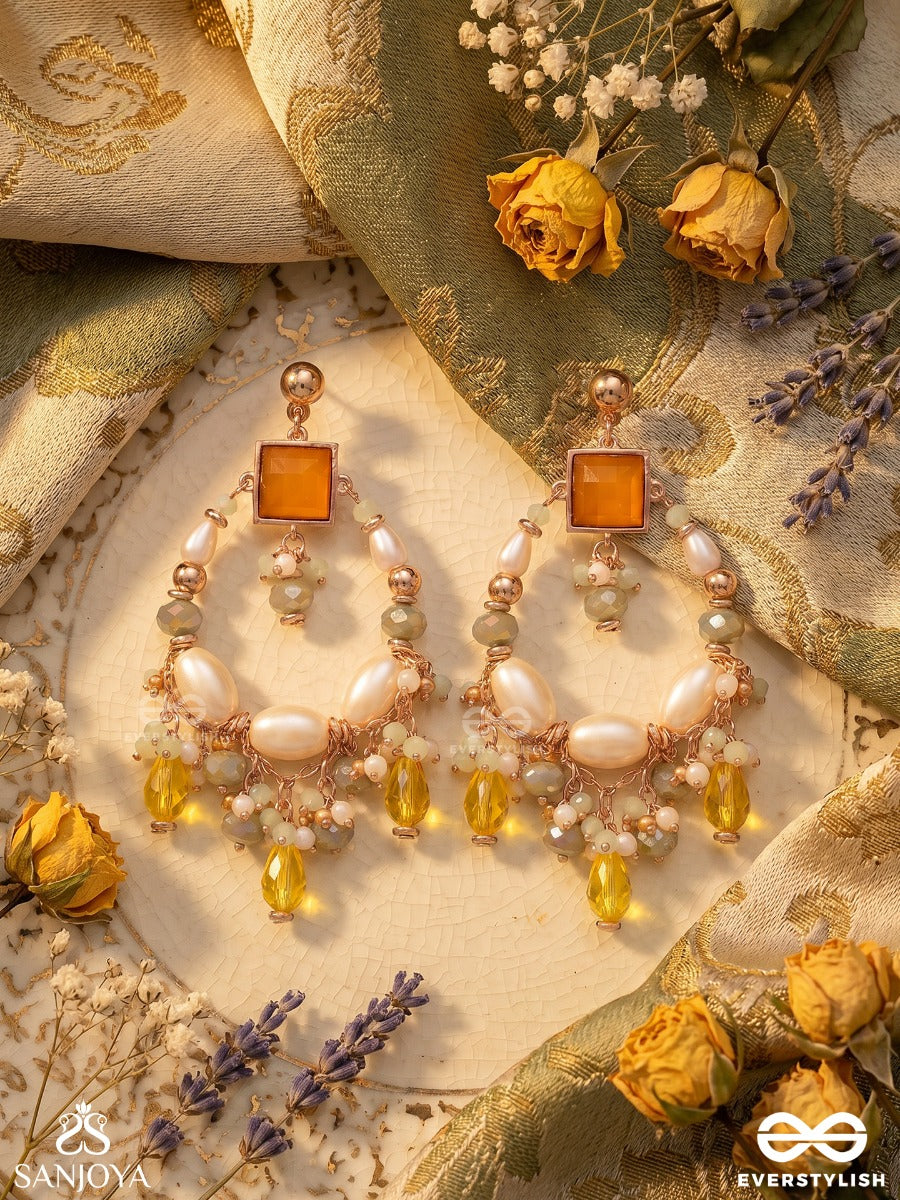 Vibhaati - The Minty Sparklers - Statement Gold And Green Embellished Crystal Chandelier Earrings