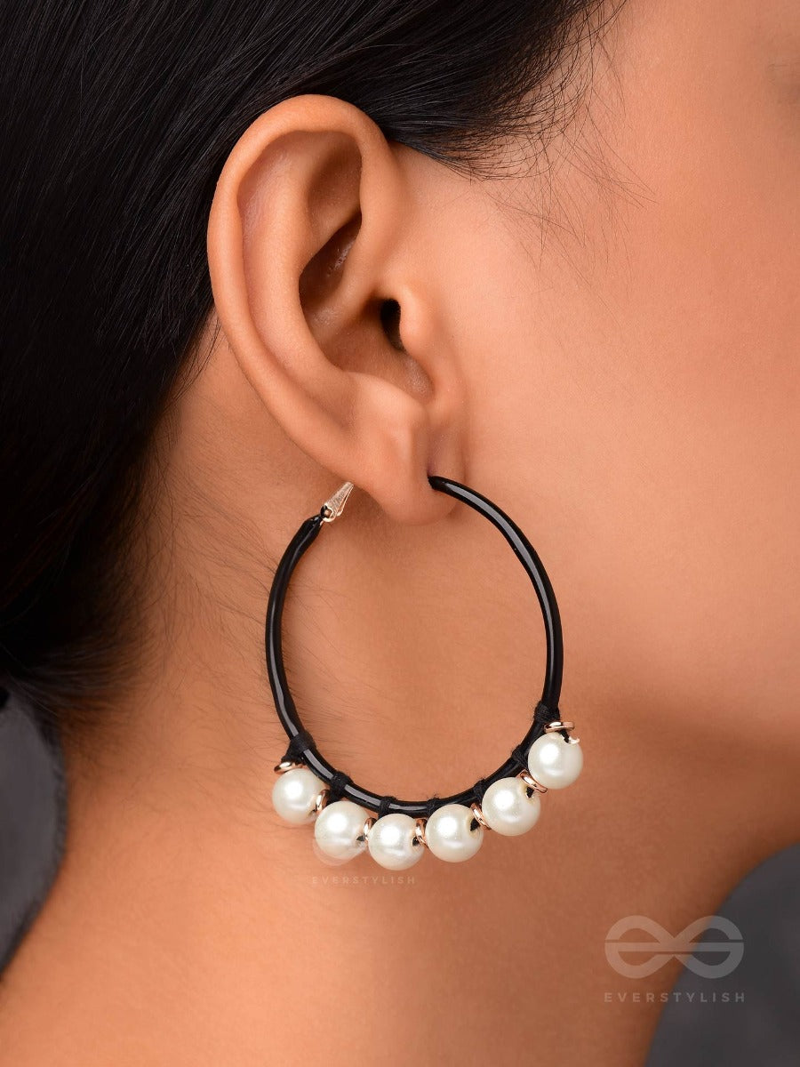 Sleek And Chic Circles - Pearl Hoop Earrings