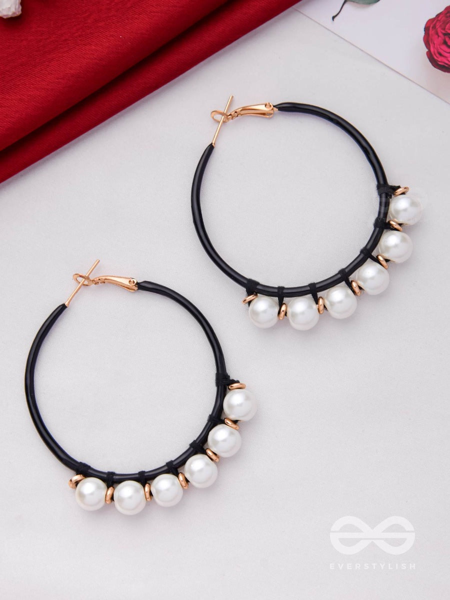 Sleek And Chic Circles - Pearl Hoop Earrings
