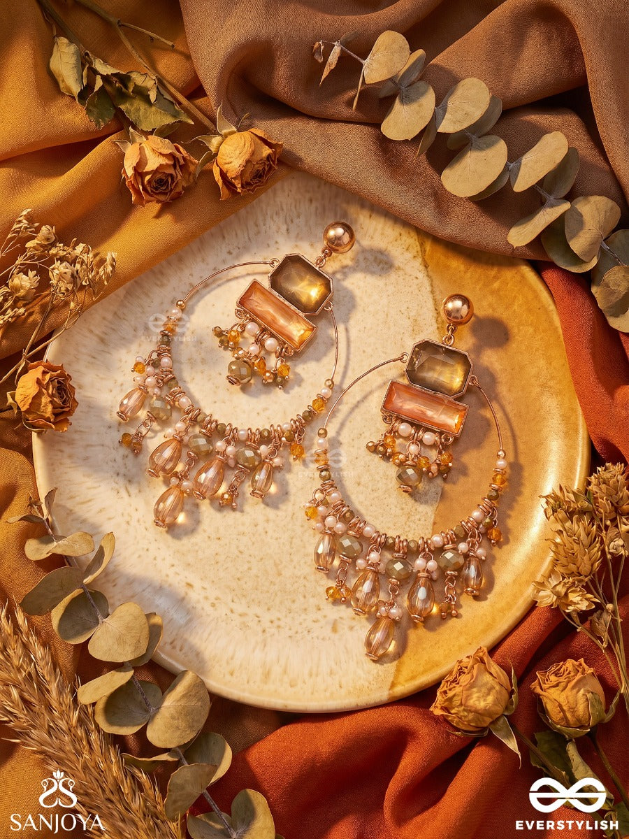 Abhivivas - The Shining Beauties - Statement Golden Embellished Crystal Chandelier Earrings