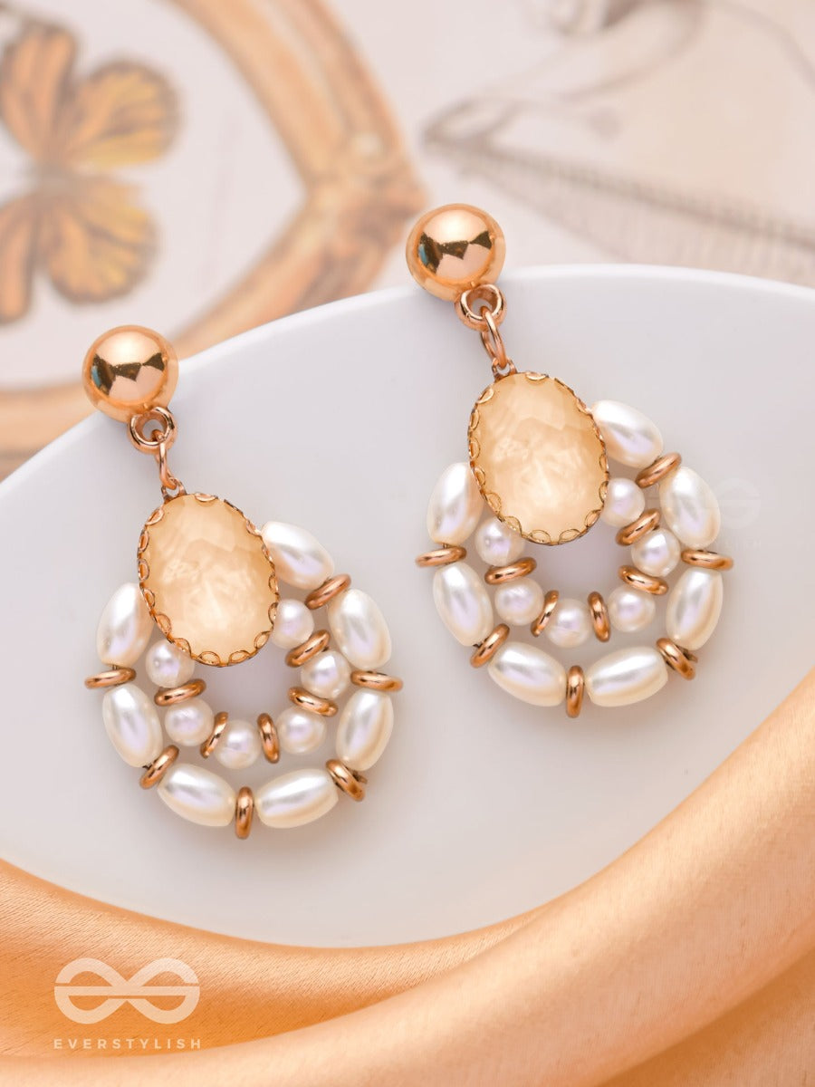 The Ivory Elegance - Elegant Drop Earrings (Golden)
