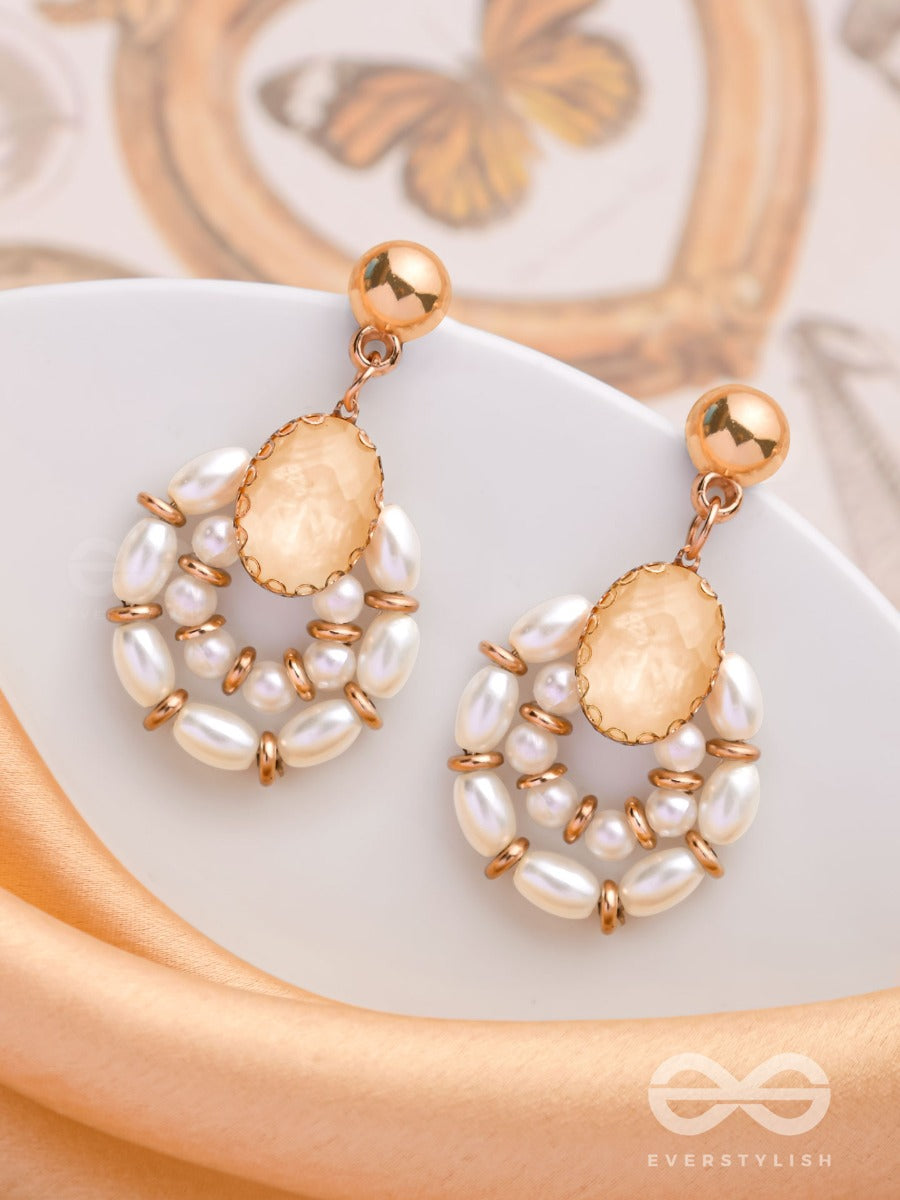 The Ivory Elegance - Elegant Drop Earrings (Golden)
