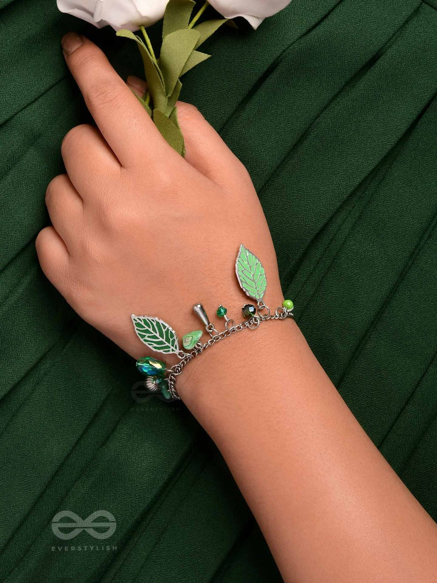 Leafing It Away - Oxidised Embellished Bracelet