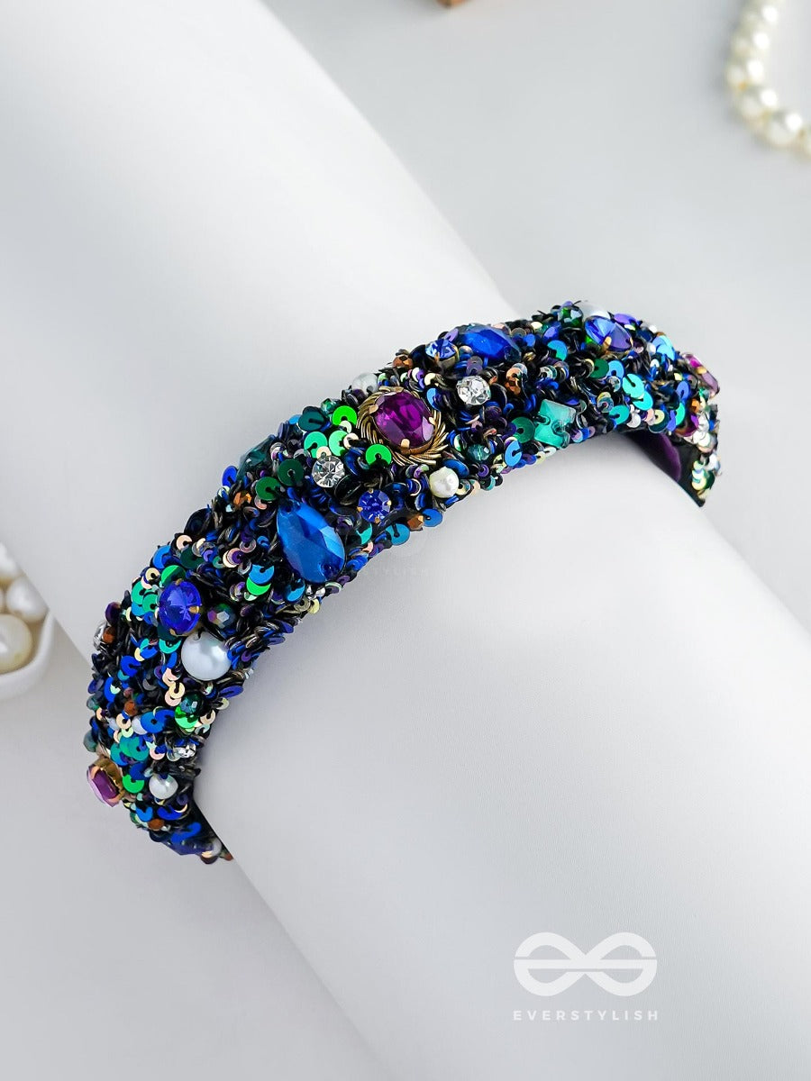 Hirak - The Radiant Splendor -Crystal Stones, Sequins And Pearls Multicolor Embroidered Hairband