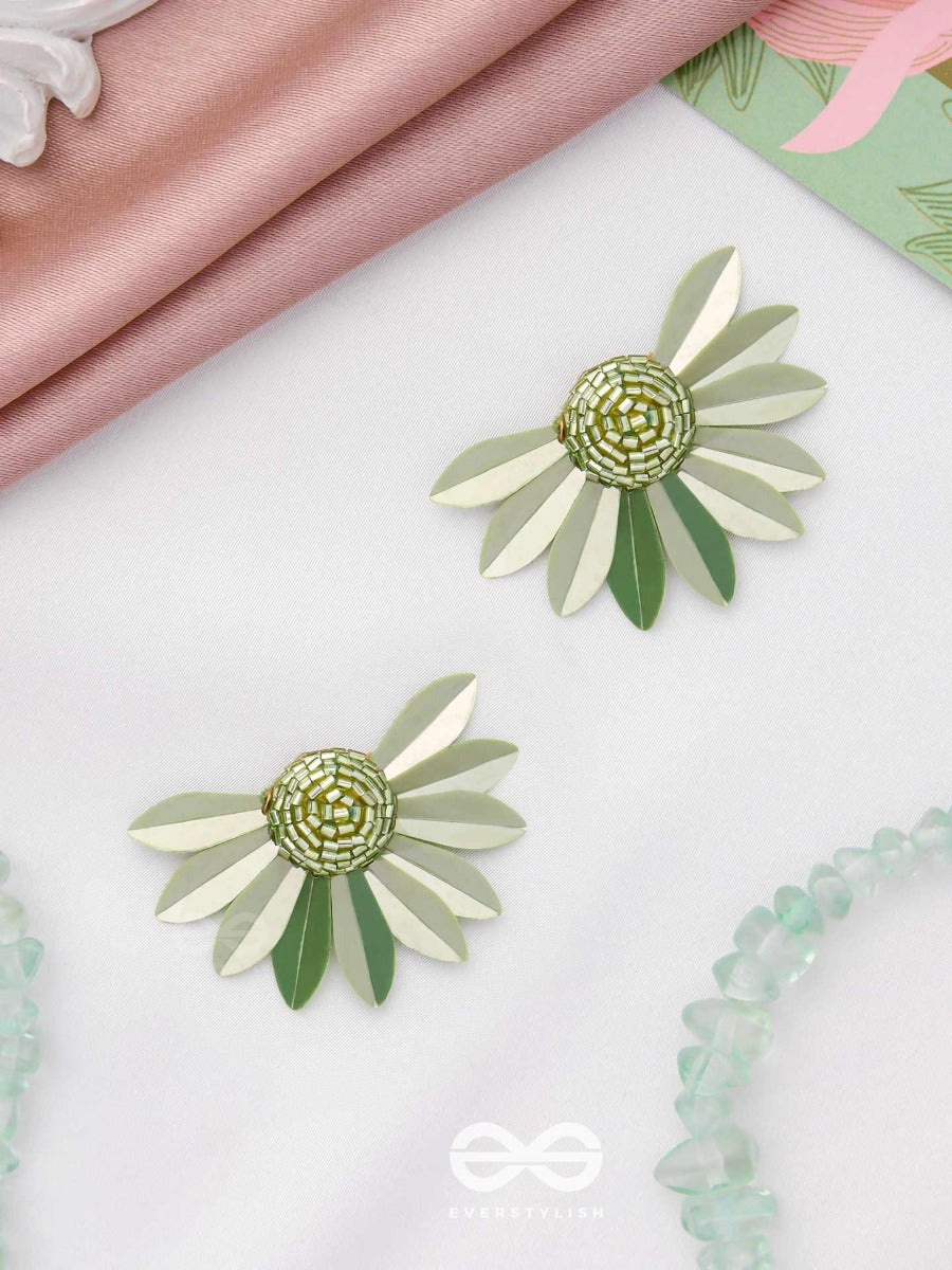 The Enchanted Ferns - Floral Stud Earrings (Green)