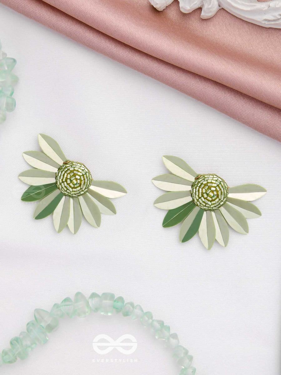 The Enchanted Ferns - Floral Stud Earrings (Green)