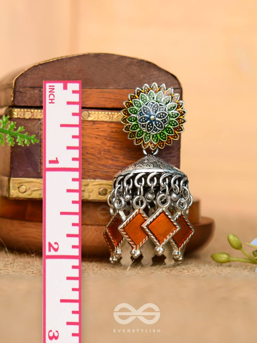 The Flaming Fusions- Embellished Oxidised Jhumki