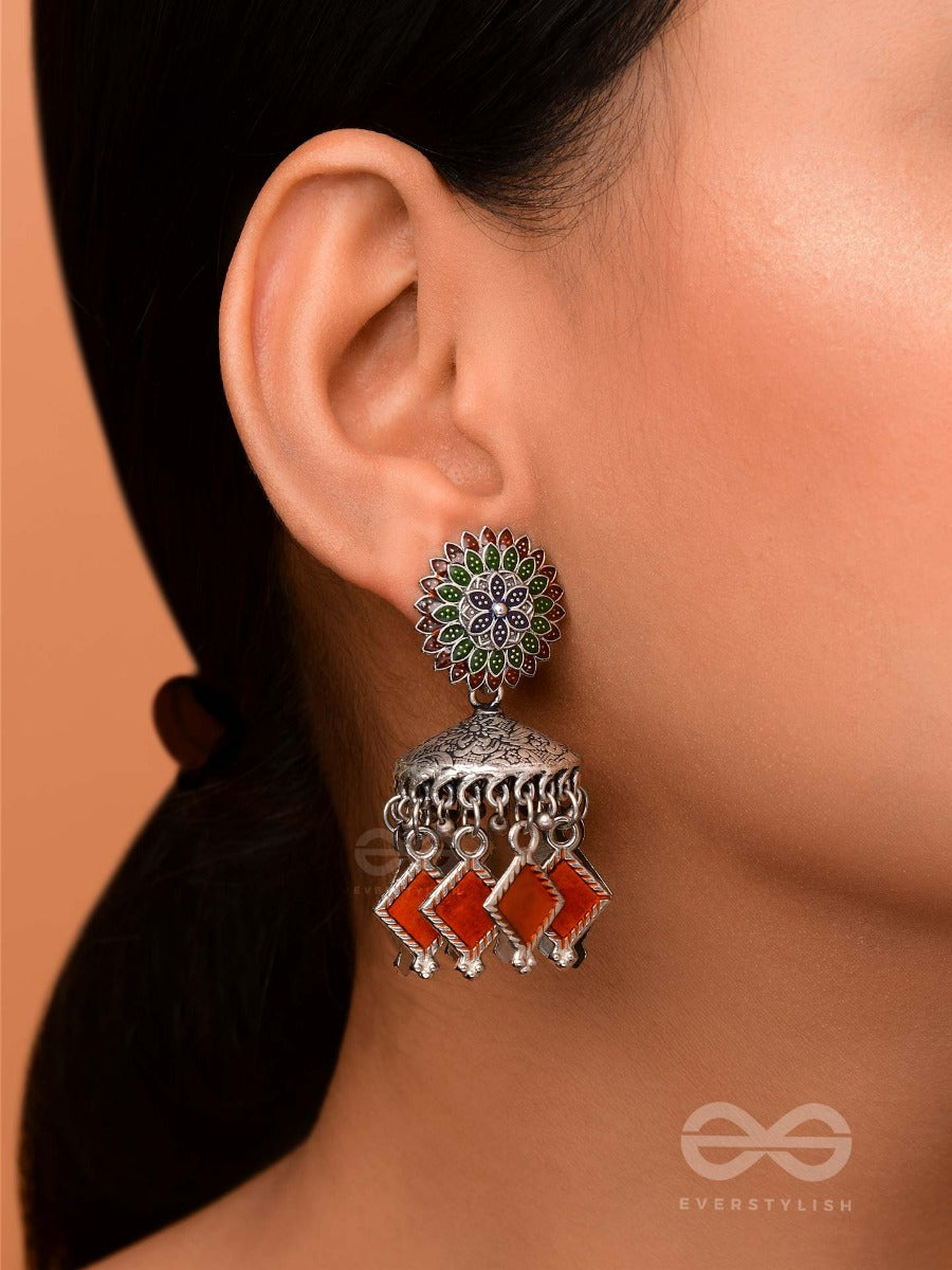 The Flaming Fusions- Embellished Oxidised Jhumki