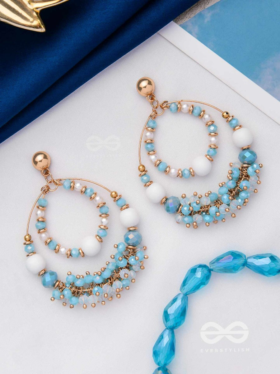 The Moonlit Shores - White And Blue Glass Bead Earrings