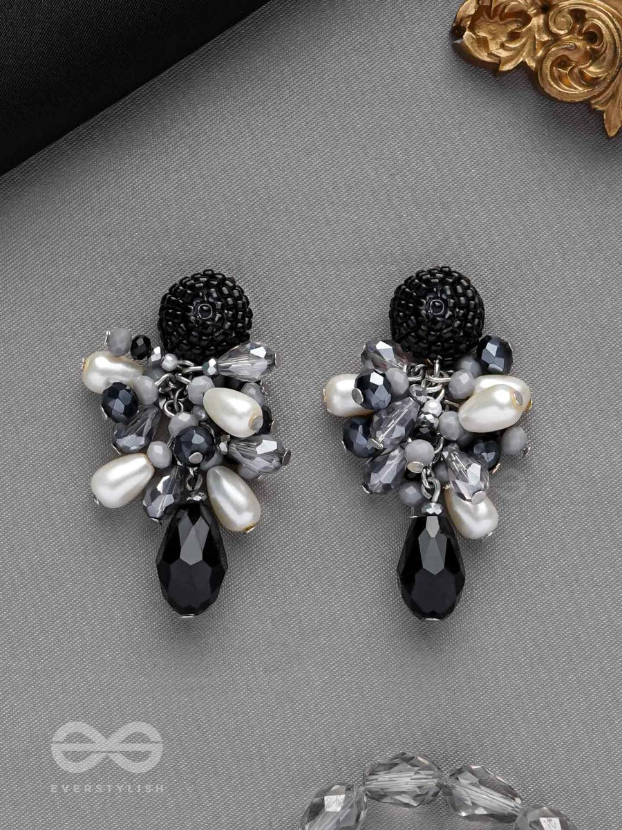Escaping The Night- Black And Gray Drop Earrings