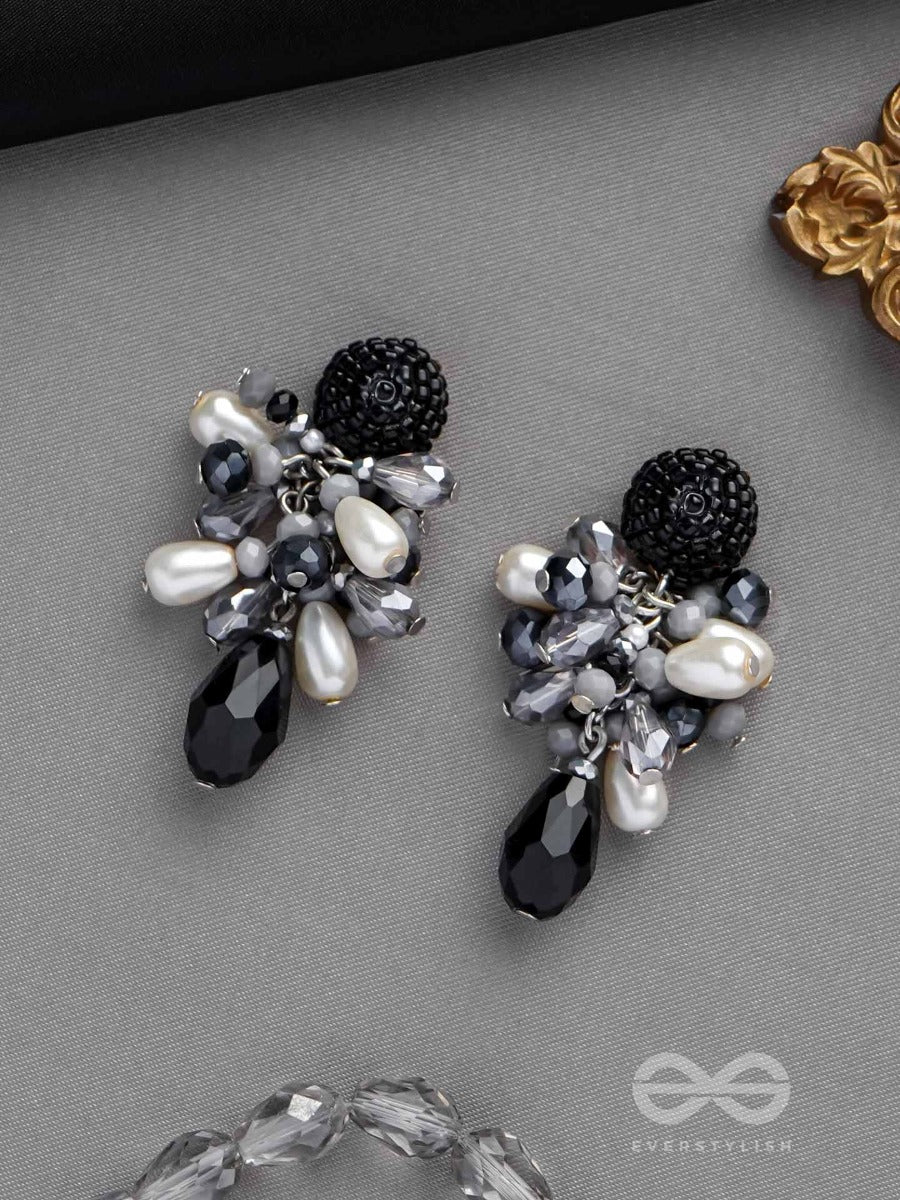 Escaping The Night- Black And Gray Drop Earrings