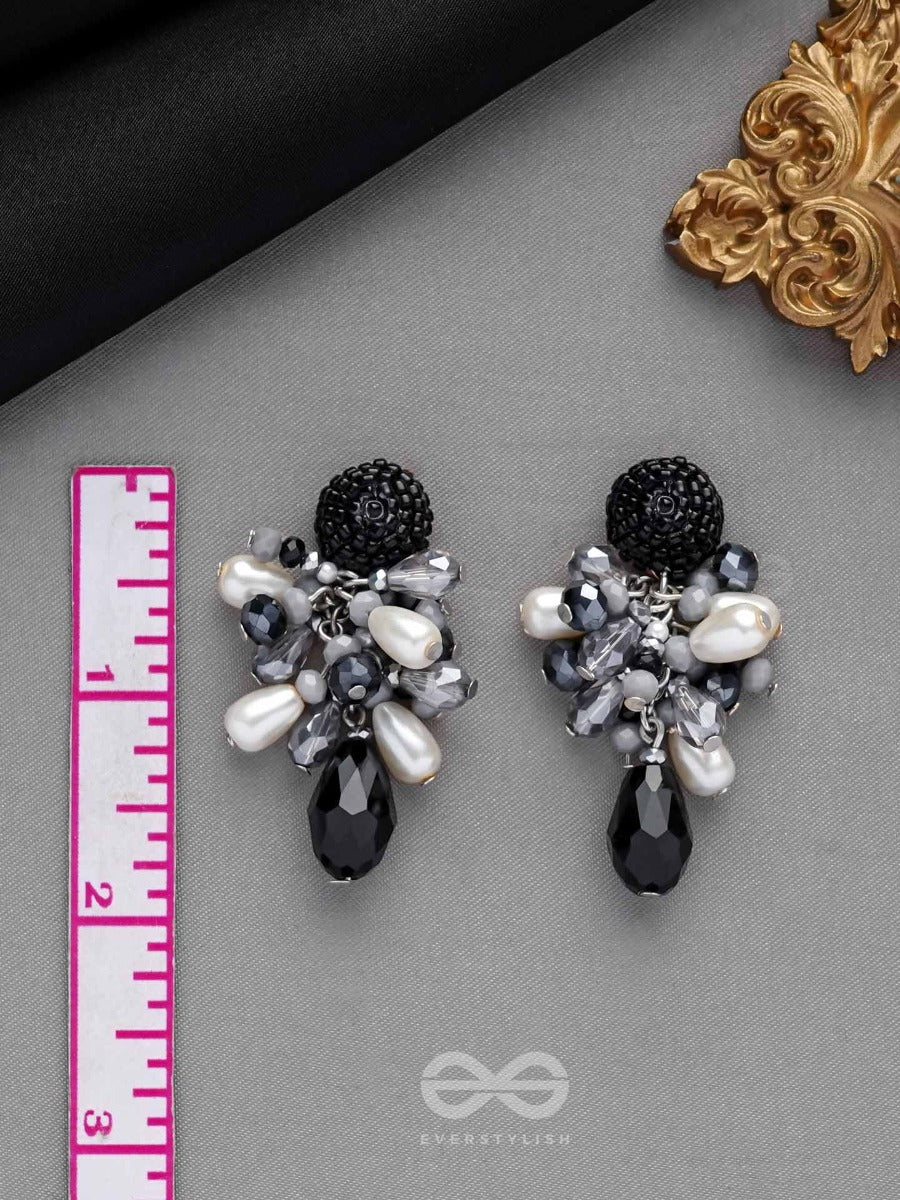 Escaping The Night- Black And Gray Drop Earrings