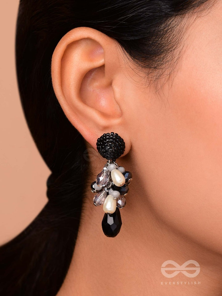 Escaping The Night- Black And Gray Drop Earrings