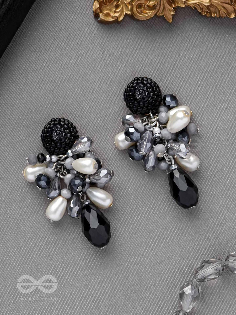 Escaping The Night- Black And Gray Drop Earrings