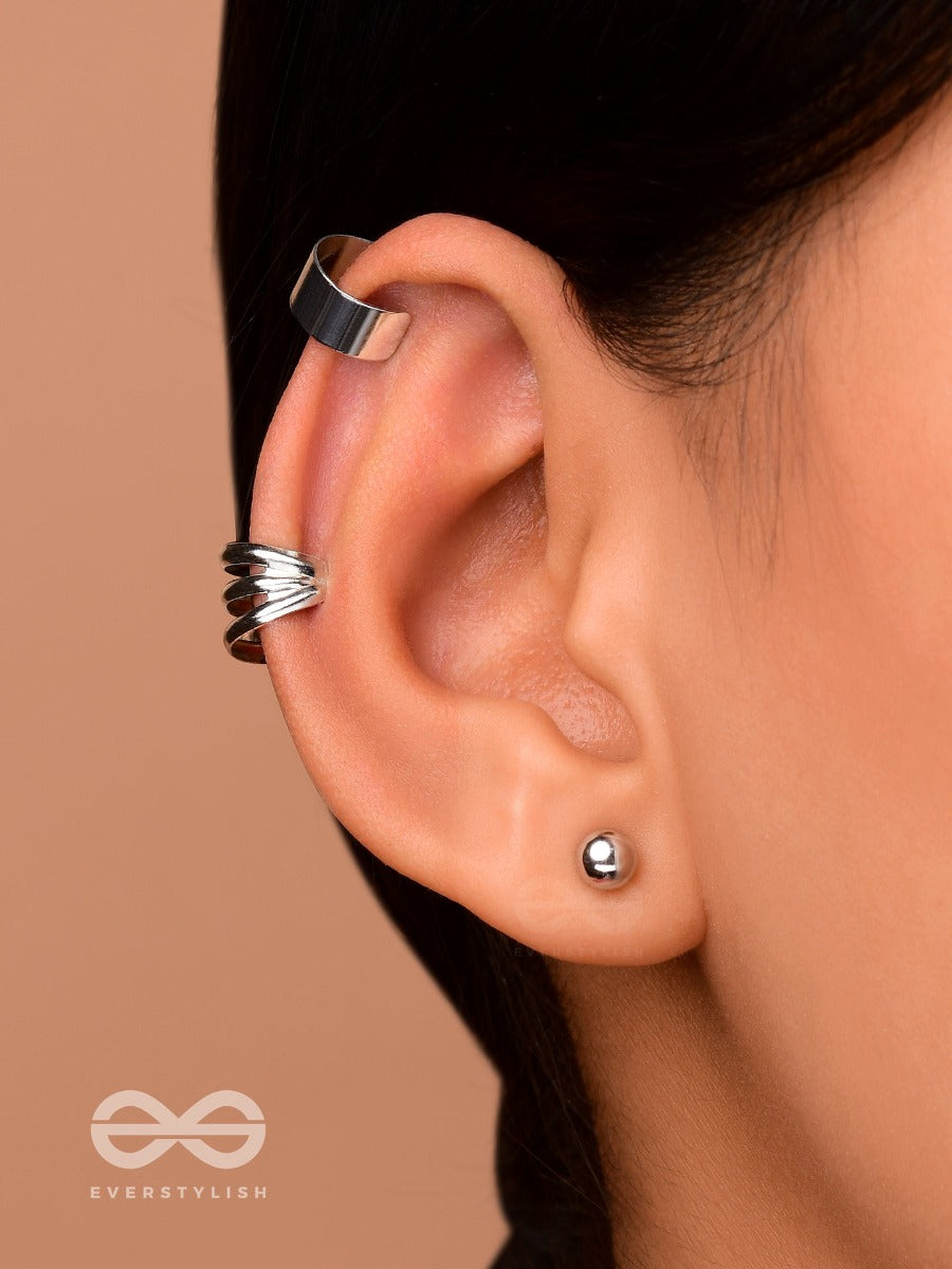 The Perfect Trio - Two Earcuff & One Stud (One Ear)(Silver)