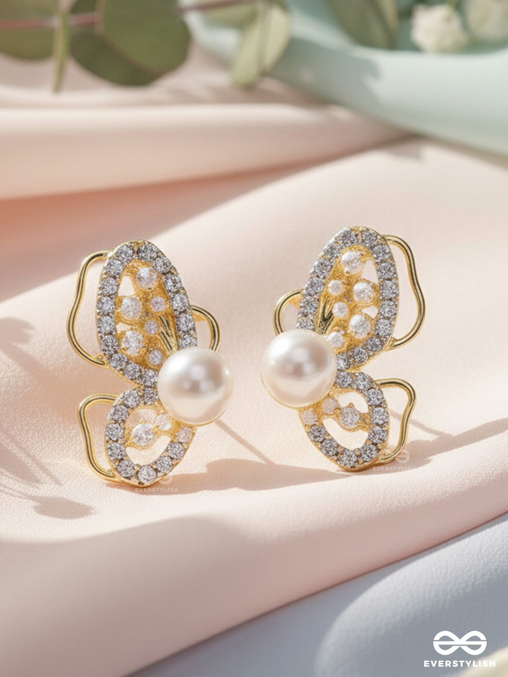 Spreading The Wings - Golden Pearl Studs