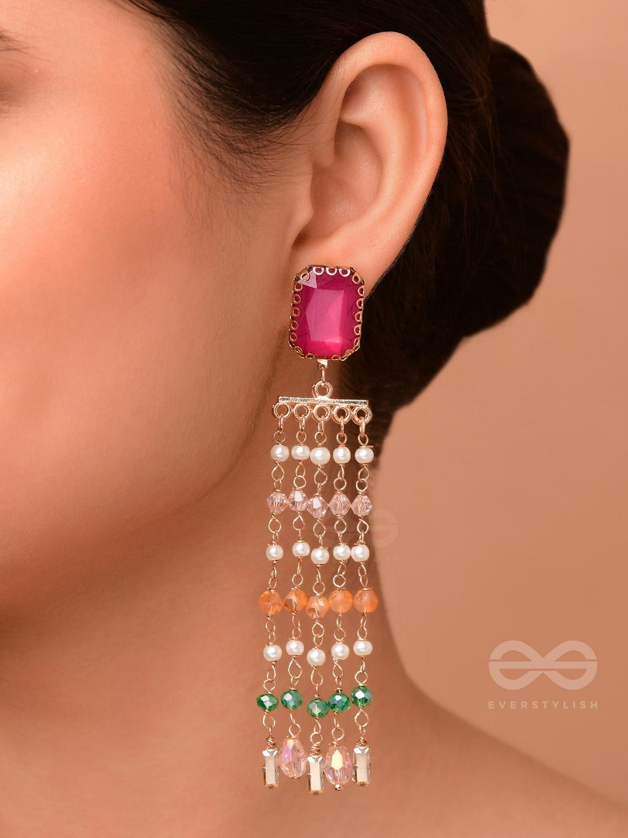 Drizzled With Glamour - Statement Drop Earrings