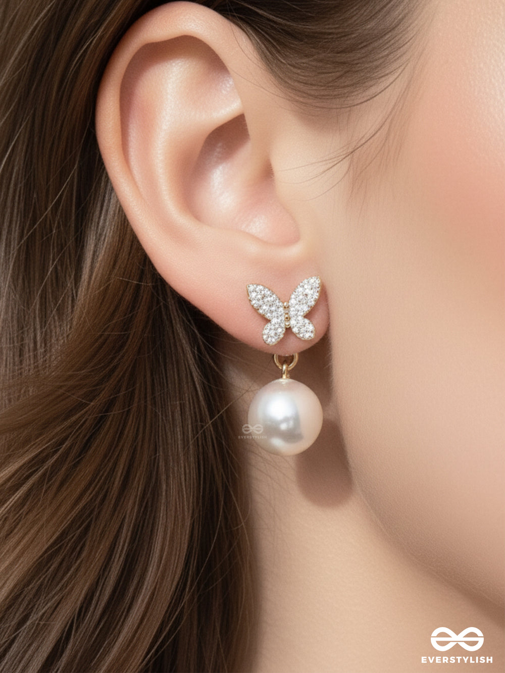 Fly Away With Me - Golden Pearl Earrings