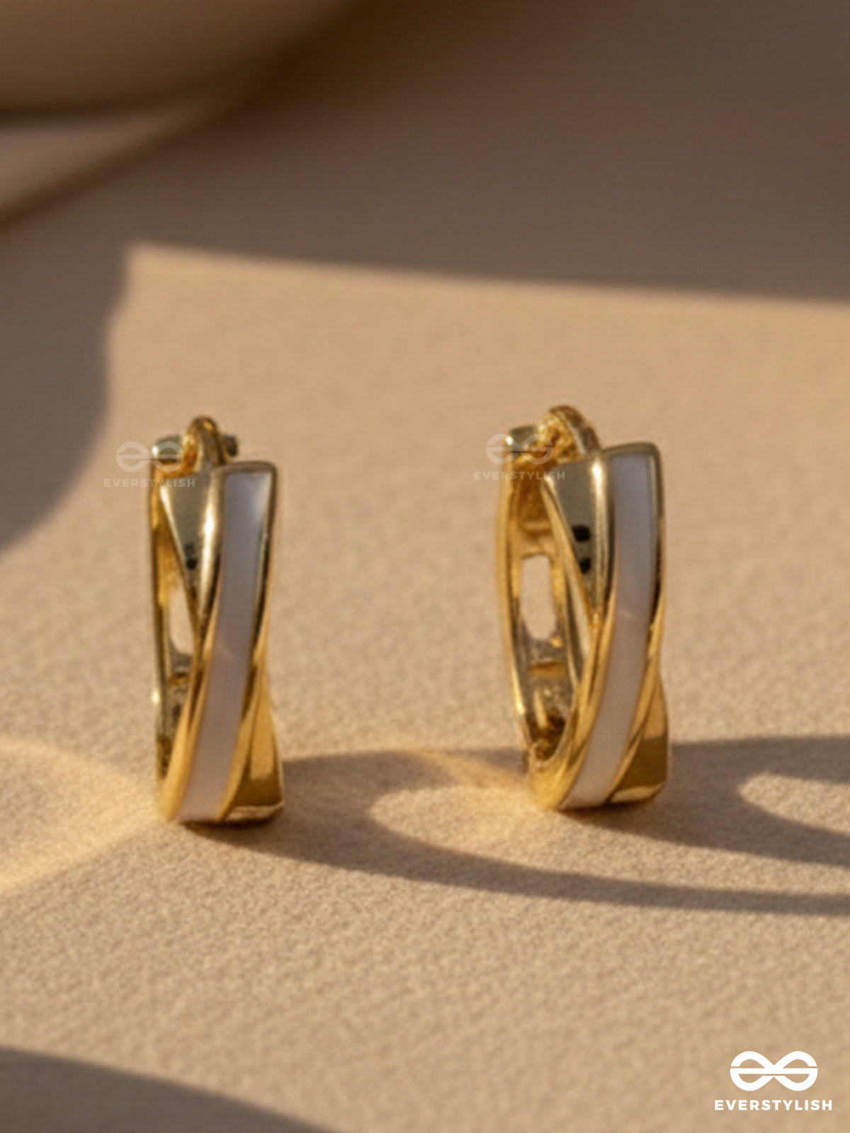 Mini Me - Golden Enamelled Earrings (White)