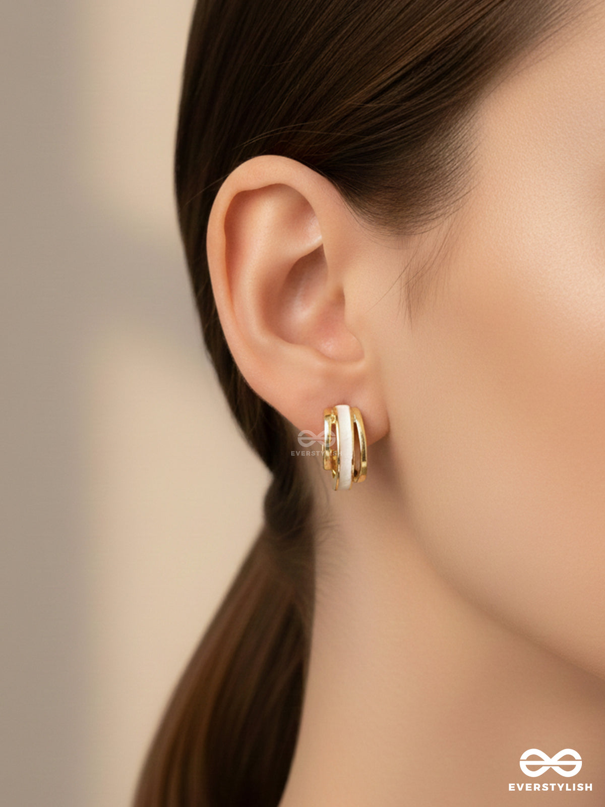 A Classy Dame - White Enamelled Golden Studs