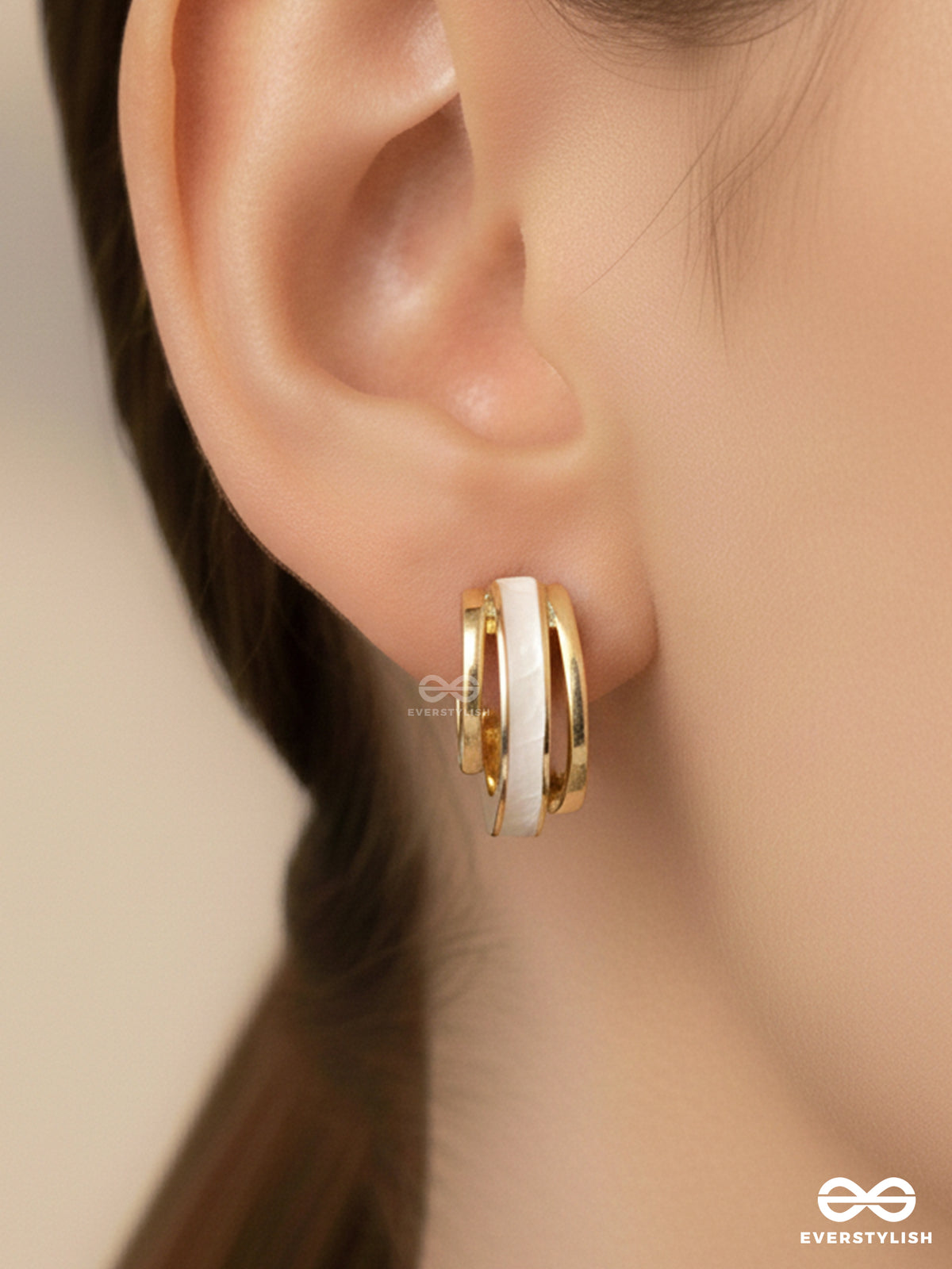 A Classy Dame - White Enamelled Golden Studs