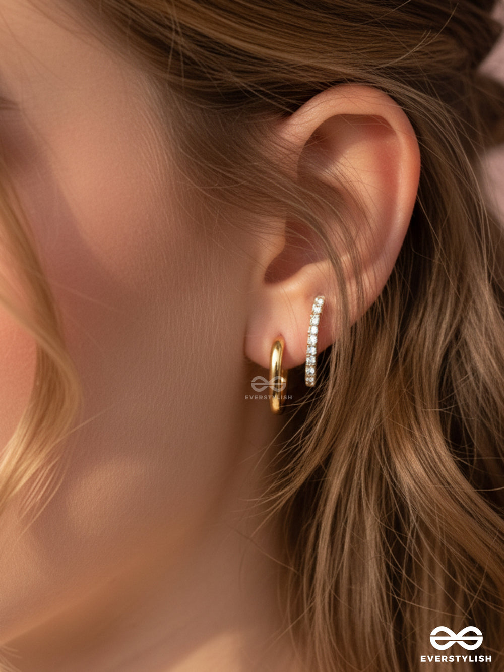 Glitter Groove - Golden Stud Earrings