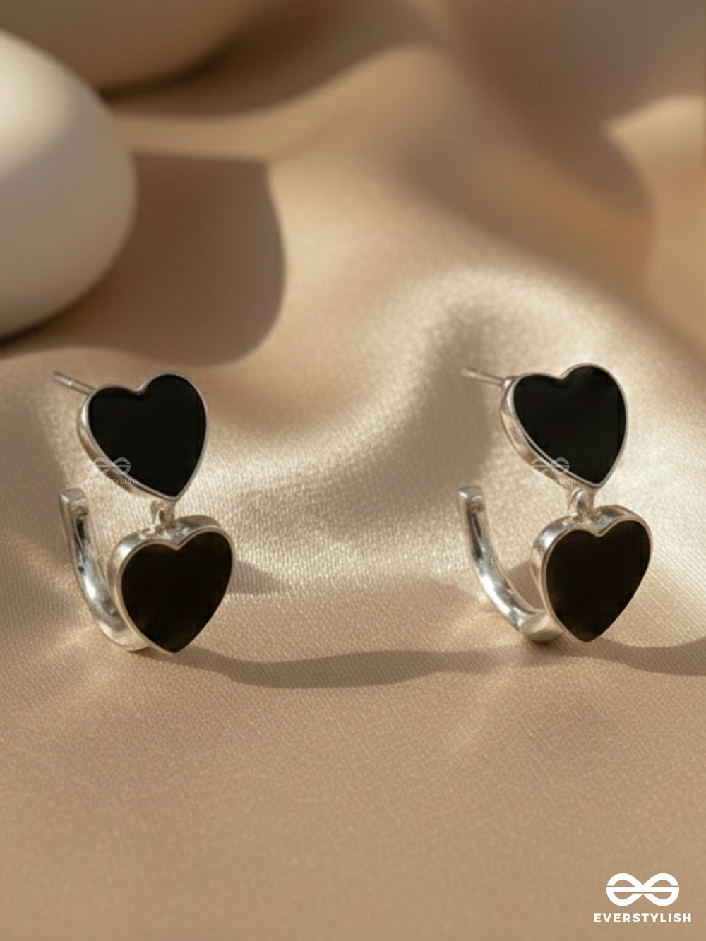 Flingin' Lovey-Dovey - Black Enamelled Silver Studs