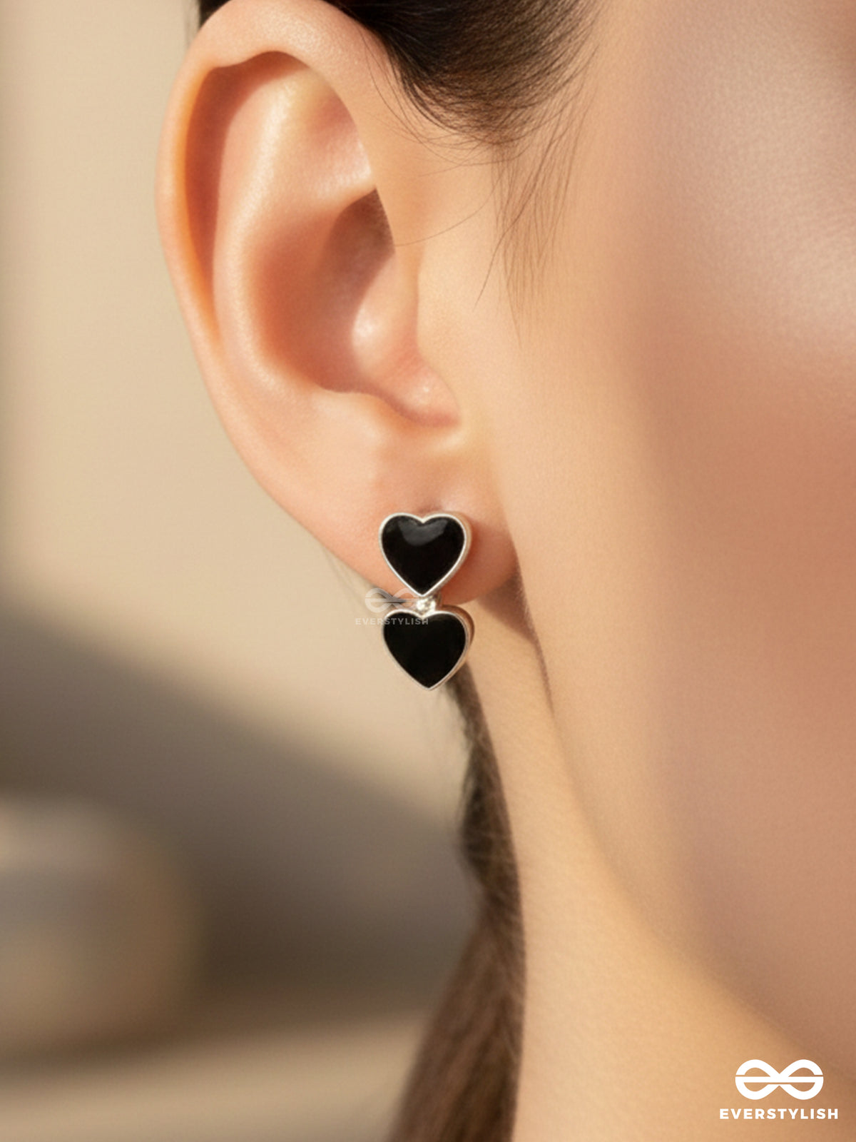Flingin' Lovey-Dovey - Black Enamelled Silver Studs