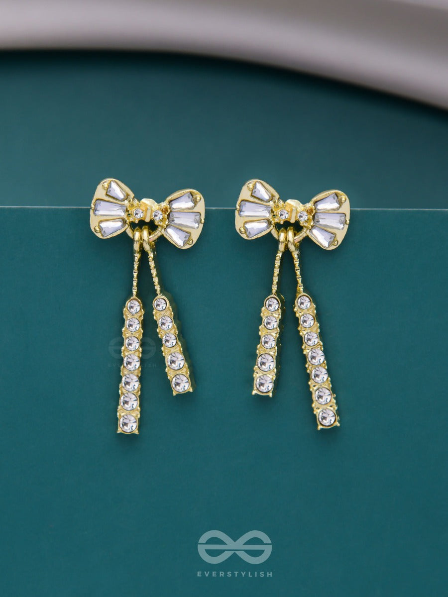 A Bowtiful Moment - Golden Sparkling Earrings