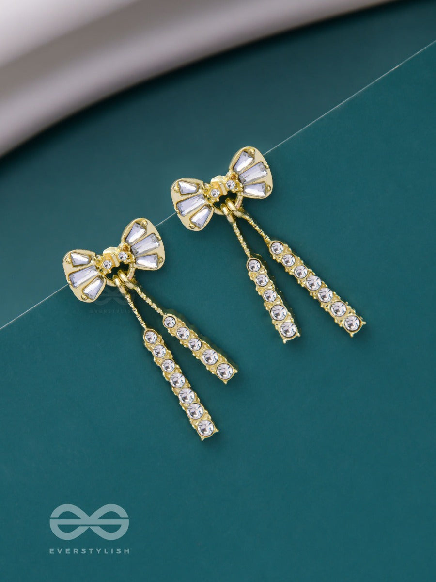 A Bowtiful Moment - Golden Sparkling Earrings