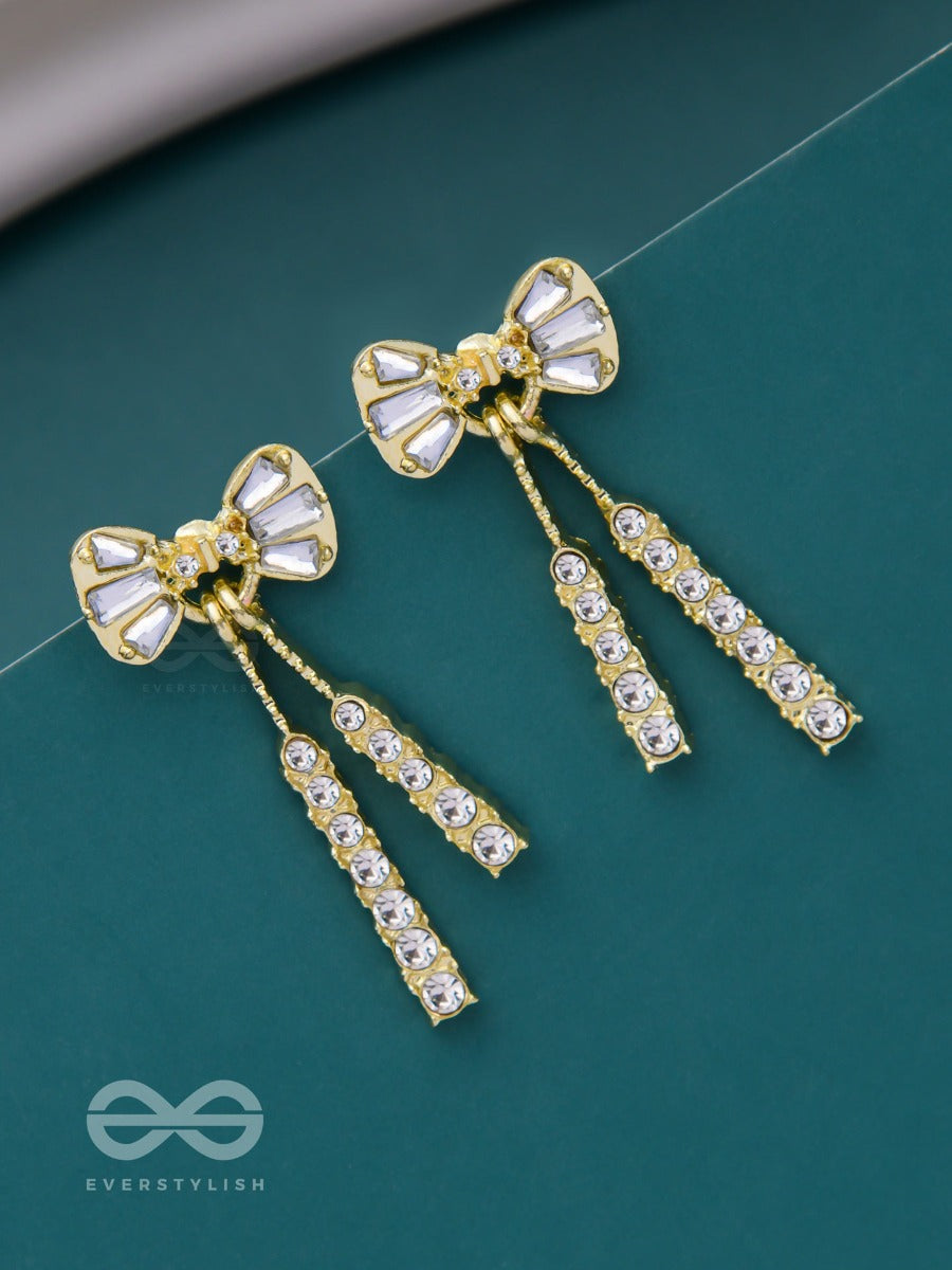 A Bowtiful Moment - Golden Sparkling Earrings