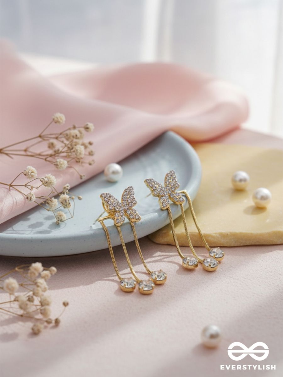 Been Winging It - Golden Sparkling Ear Jackets