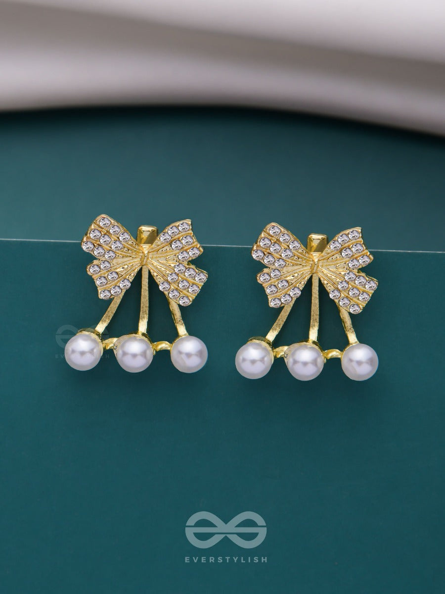 Hold My Bow - Golden Pearl Ear Jackets