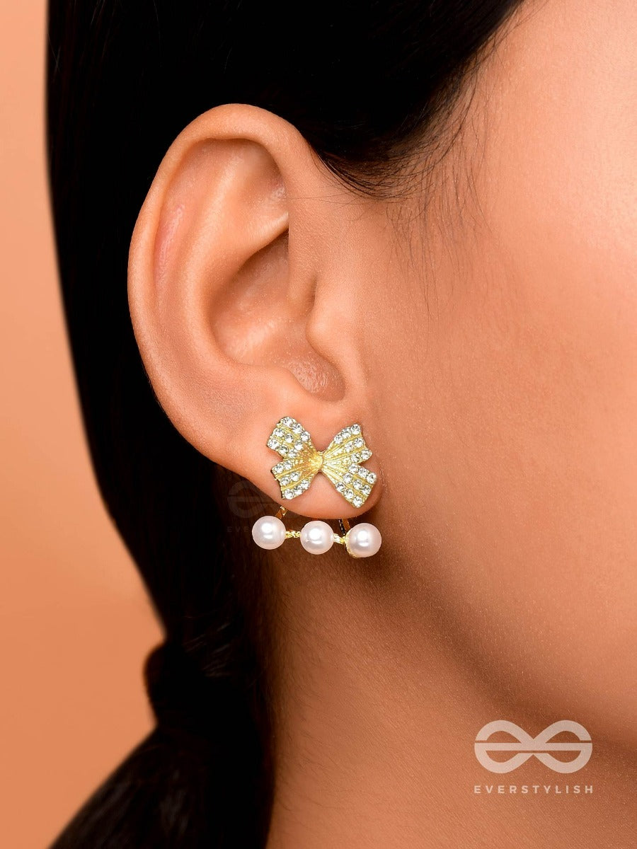 Hold My Bow - Golden Pearl Ear Jackets